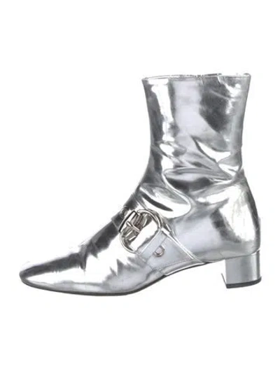 Pre-owned Gucci Patent Leather Animal Print Combat Boots