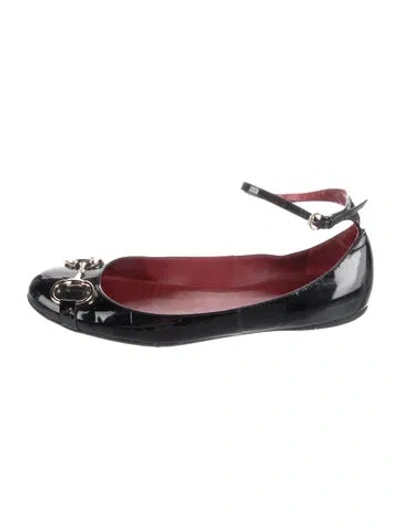 Pre-owned Gucci Patent Leather Ballet Flats In Black
