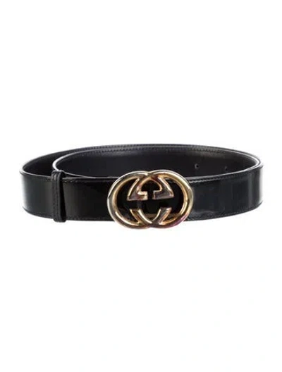 Pre-owned Gucci Patent Leather Belt In Black