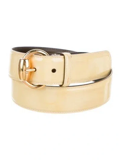 Pre-owned Gucci Patent Leather Belt In Neutral