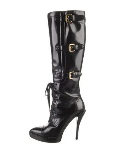 Pre-owned Gucci Patent Leather Boots In Black