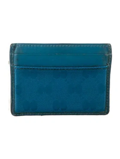 Pre-owned Gucci Patent Leather Card Holder In Blue