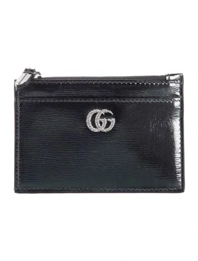 Pre-owned Gucci Patent Leather Card Holder In Grey