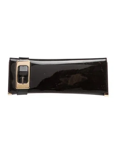 Pre-owned Gucci Patent Leather Clutch In Black