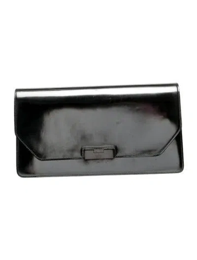 Pre-owned Gucci Patent Leather Clutch In Silver
