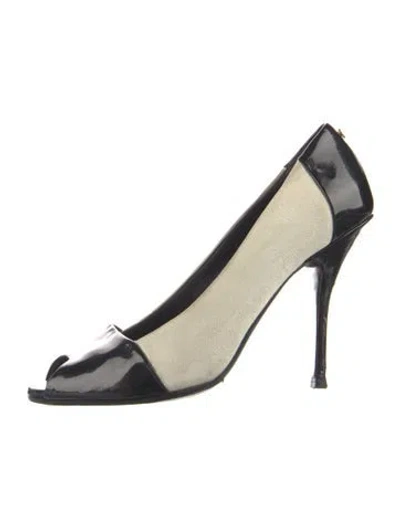 Pre-owned Gucci Patent Leather Colorblock Pattern Pumps In Black