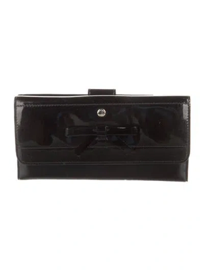 Pre-owned Gucci Patent Leather Continental Wallet In Black