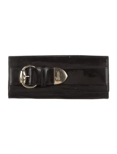 Pre-owned Gucci Patent Leather Continental Wallet In Black