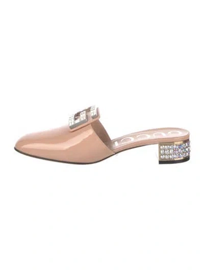 Pre-owned Gucci Patent Leather Crystal Embellishments Mules In Pink