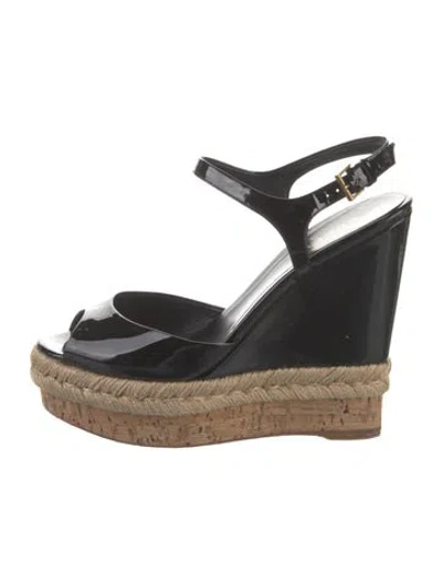 Pre-owned Gucci Patent Leather Espadrilles In Black
