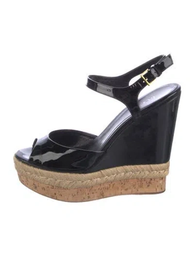 Pre-owned Gucci Patent Leather Espadrilles In Brown