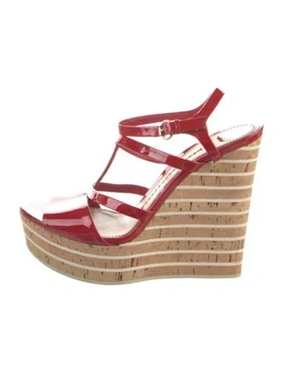 Pre-owned Gucci Patent Leather Espadrilles In Red