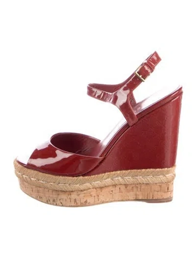 Pre-owned Gucci Patent Leather Espadrilles In Red