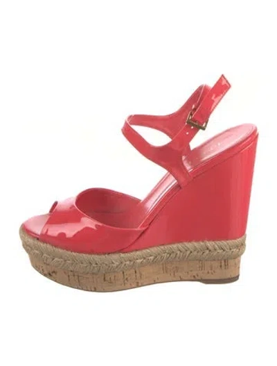Pre-owned Gucci Patent Leather Espadrilles In Red