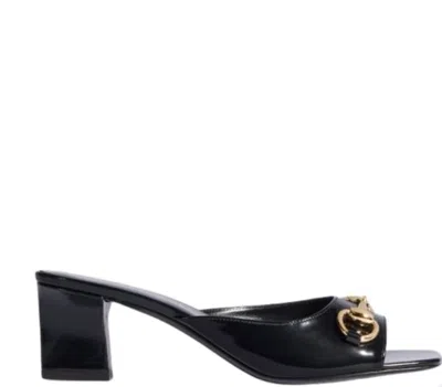 Gucci Patent Leather Heeled Mules In Black