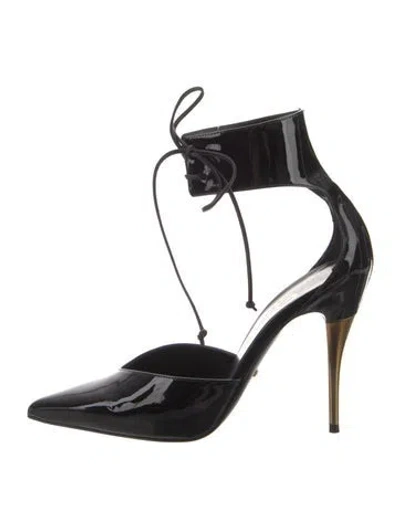 Pre-owned Gucci Patent Leather Lace-up Boots In Black