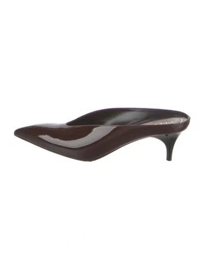Pre-owned Gucci Patent Leather Mules In Brown