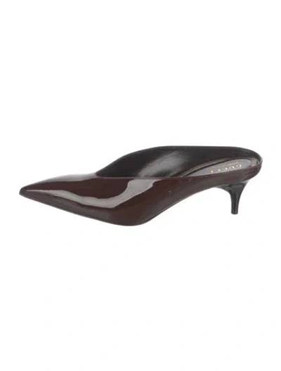 Pre-owned Gucci Patent Leather Mules In Brown