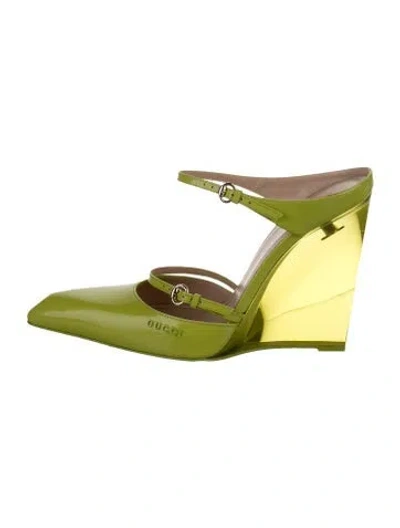 Pre-owned Gucci Patent Leather Mules In Green