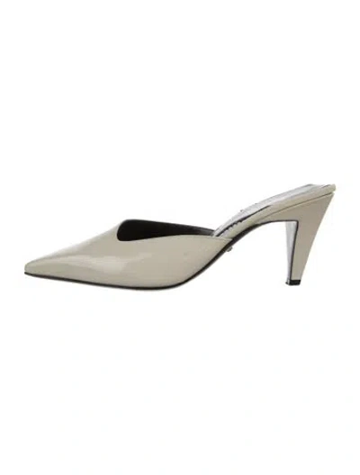 Pre-owned Gucci Patent Leather Mules In Neutral
