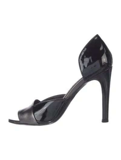 Pre-owned Gucci Patent Leather Sandals In Black