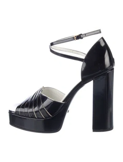 Pre-owned Gucci Patent Leather Sandals In Blue