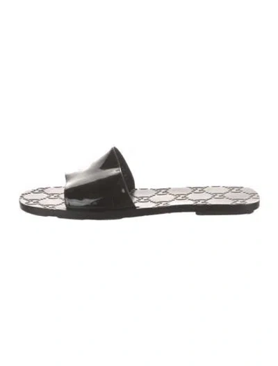 Pre-owned Gucci Patent Leather Slides In Black