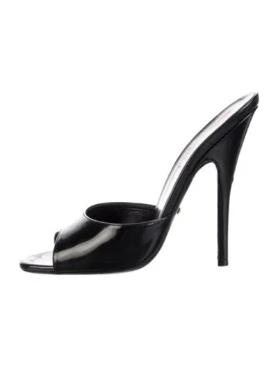 Pre-owned Gucci Patent Leather Slides In Black