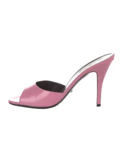Pre-owned Gucci Patent Leather Slides In Pink