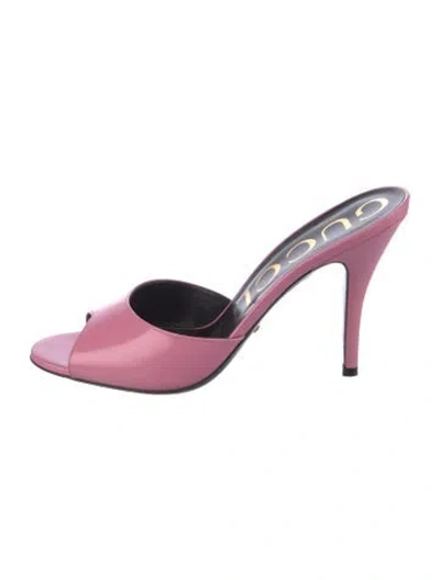 Pre-owned Gucci Patent Leather Slides In Pink