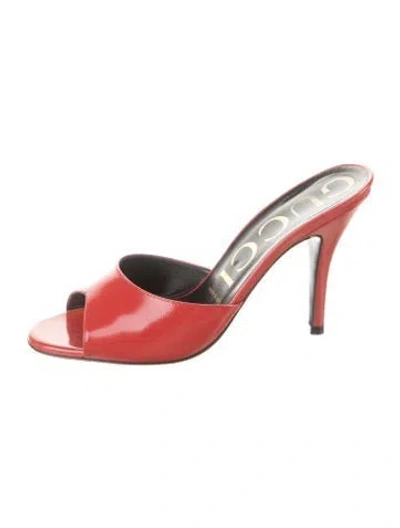 Pre-owned Gucci Patent Leather Slides In Red