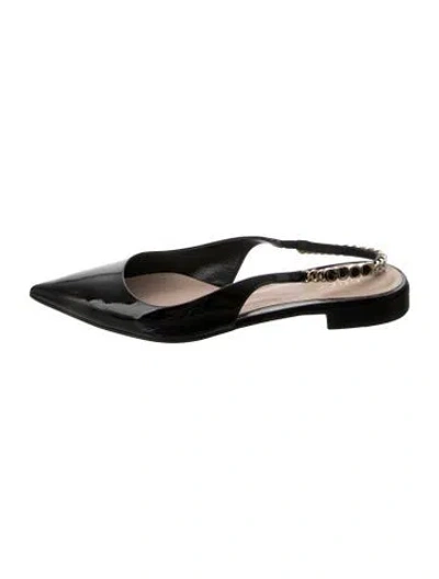 Pre-owned Gucci Patent Leather Slingback Flats In Black