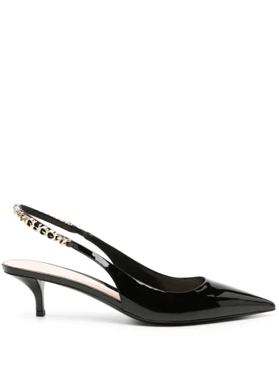 Gucci Patent Leather Slingback Pumps In Black