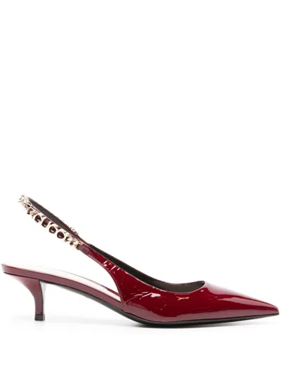 Gucci Patent Leather Slingback Pumps In Red