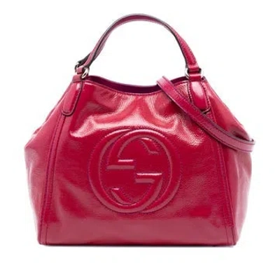 Pre-owned Gucci Patent Leather Small Patent Soho Satchel In Pink