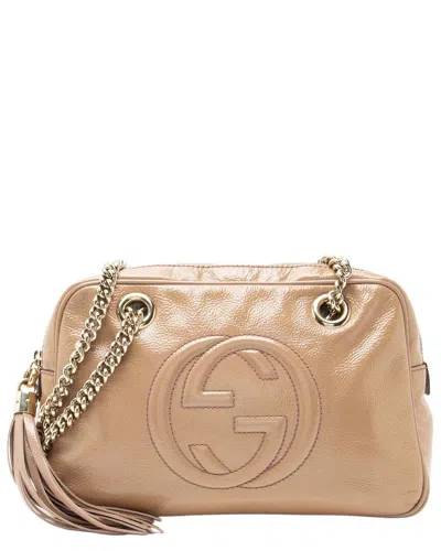Gucci Patent Leather Soho Chain Small Shoulder Bag (authentic Pre-loved) In Nude