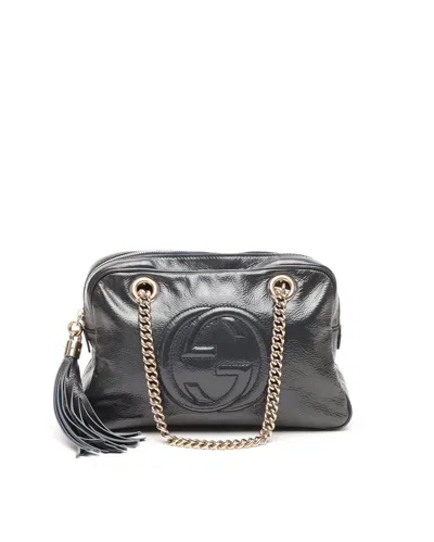 Gucci Patent Soho Chain Bag In Black