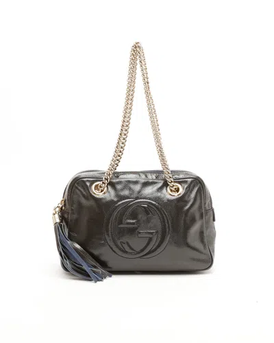 Gucci Patent Soho Chain Bag In Brown