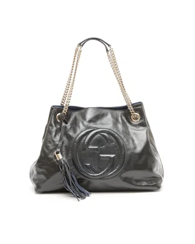 Gucci Patent Soho Chain Tote Bag In Gray