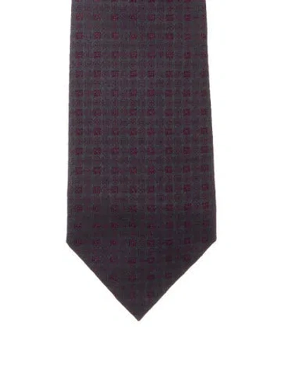 Pre-owned Gucci Patterend Silk Tie In Grey