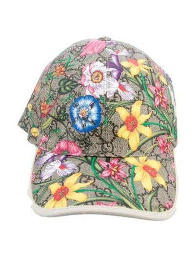 Pre-owned Gucci Pattern Baseball Cap With Floral Print In Neutral