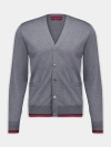 Gucci Men Web Pattern Cardigan In Gray