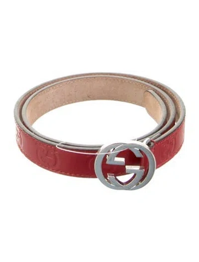 Pre-owned Gucci Babies' Pattern Leather Belt In Red