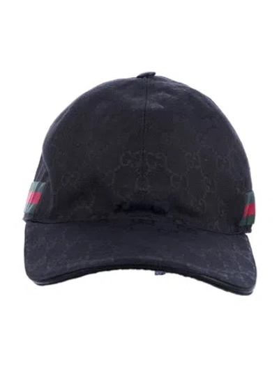 Pre-owned Gucci Pattern Print Baseball Cap In Black