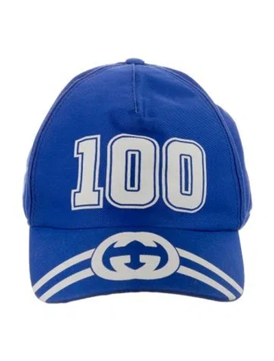 Pre-owned Gucci Pattern Print Baseball Cap In Blue