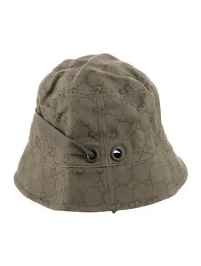 Pre-owned Gucci Pattern Print Bucket Hat In Green