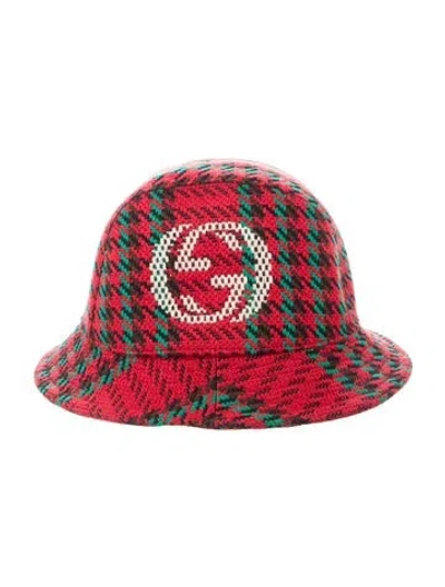 Pre-owned Gucci Pattern Print Bucket Hat In Red