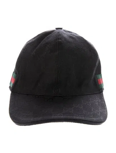 Pre-owned Gucci Pattern Print Canvas Adjustable Baseball Cap In Black
