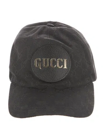 Pre-owned Gucci Pattern Print Canvas Adjustable Baseball Cap In Black