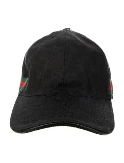 Pre-owned Gucci Pattern Print Canvas Baseball Cap In Black